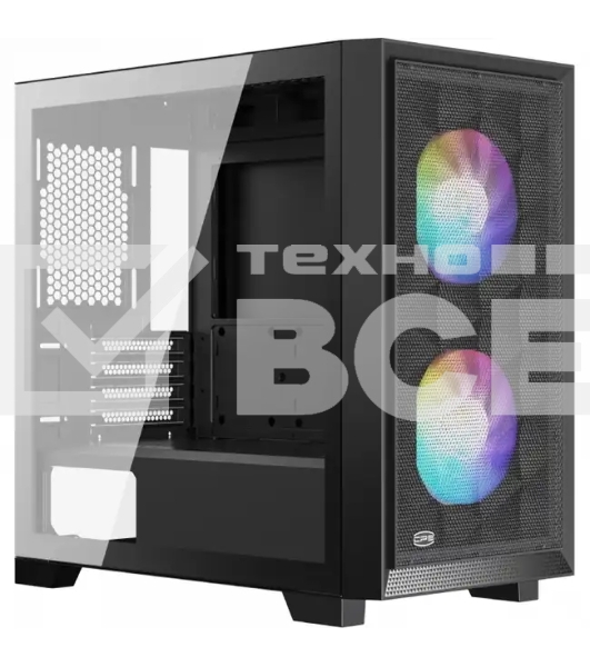 Компьютерный корпус без блока питания PCCooler C3D310 BK ARGB, Mini-Tower, TG, Mesh, 2x120mm ARGB, 2xUSB-A 3.0, mATX, mITX Black