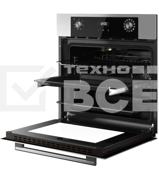 Встраиваемый духовой шкаф Kuppersberg HO 677 BX, High-Tech, объем 70 л, 13 режимов, электронное управление (утапливаемые переключатели, аналоговый дисплей), телескопические направляющие на одном уровне, максимальная температура 300 градусов, 2 стекла в дв