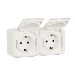 Розетка Legrand 2-м ОП Quteo 16А с защитной крышкой, защитные шторки, с заземлением IP44 белая Leg 782323, фото3