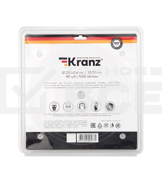 Диск пильный 250 мм х 48 зуб х 32/30 мм Kranz