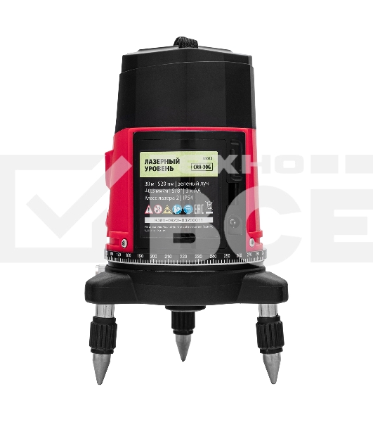 Лазерный уровень CRX-30G, 30 м, зеленый луч, батарейки, резьба 5/8