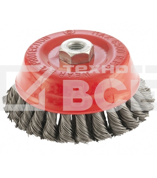 Щетка для УШМ, 125 мм, М14, Чашка, двухрядная, крученая проволока 0,5 мм Matrix