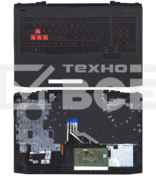 Клавиатура для ноутбука HP Omen 15-CE черная с подсветкой, Топкейс