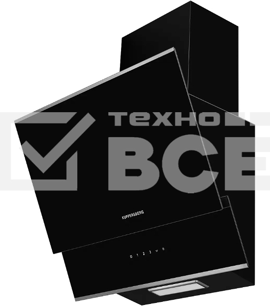 Вытяжка Kuppersberg/ наклонная, 60 см, 600 м3/ч, отвод/рециркуляция, 3 скорости, черный + нерж. сталь