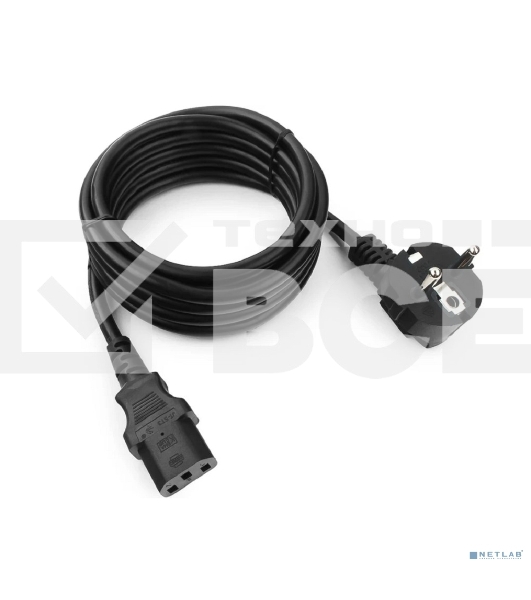 Кабель питания Cablexpert PC-186-1.5-3M, Schuko-C13, 3x1.5мм2, 10A, с заземлением, медь, 3м, черный, пакет