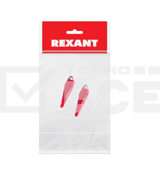 Зажим крокодил в изоляторе Rexant, длина 56 мм, ток 5A, 2 шт., пакет БОПП