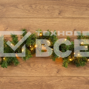 Еловый шлейф искуственный  2,7 м Теплое белое свечение 80 LED