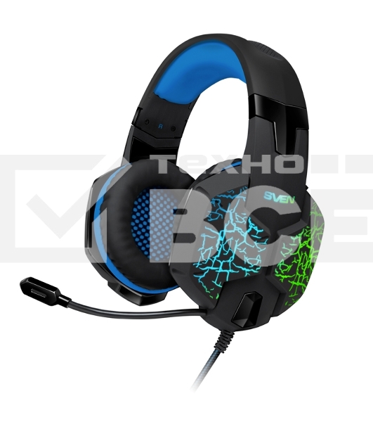 Гарнитура SVEN AP-U980MV, черный-синий (USB, LED, 7.1, 2.2m)