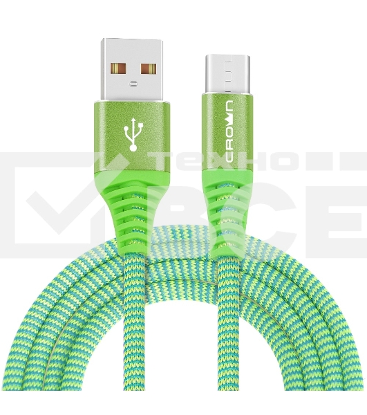 Кабель Crown USB - USB Type-C CMCU-3102C green