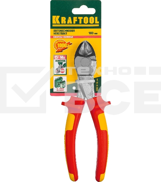 Бокорезы KRAFTOOL 2202-6-18_z01  electro-kraft усил. cr-mo сталь двухкомп. рукоят. хром. покр. 180мм