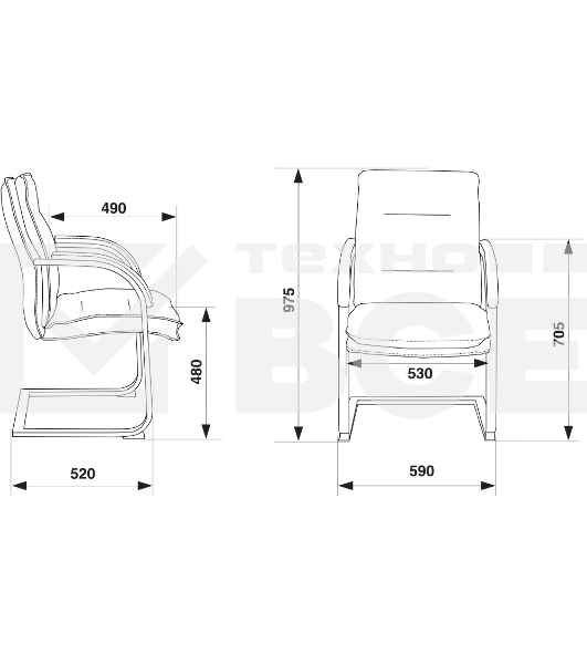 Кресло офисное Бюрократ T-9927SL-LOW-V слоновая кость, кожа, низк.спин. полозья, металл хром