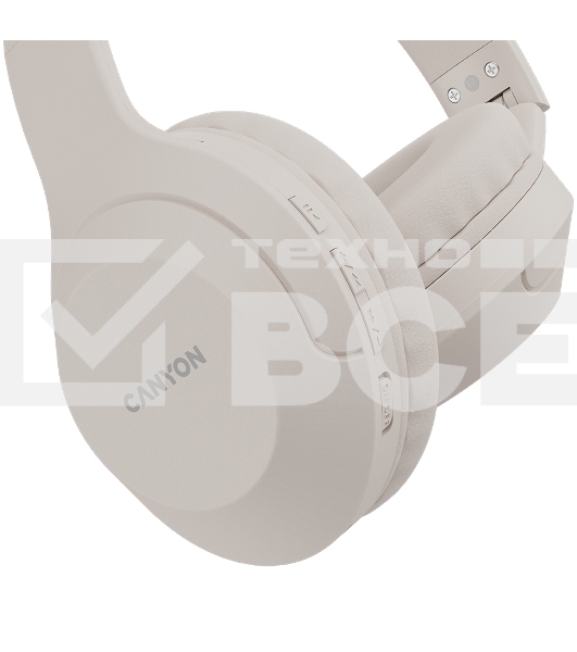 Гарнитура CANYON BTHS-3, Bluetooth headset,with microphone, BT V5.1 JL6956, battery 300mAh, Type-C charging plug, PU material, size:168*190*78mm, charging cable 30cm and audio cable 100cm, Beige