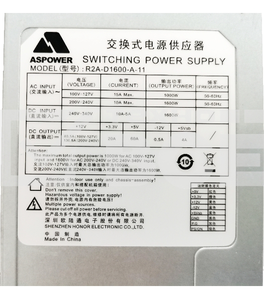 Серверный блок питания  Server power supply Qdion Model R2A-D1600-A P/N:99RADV1600I1170210 CRPS 2U Redundant 1600W Efficiency 91+, Cable connector: C14
