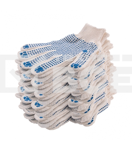 Перчатки трикотажные для ремонтных и строительных работ, с ПВХ точкой, 7 класс Россия