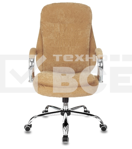 Кресло руководителя Бюрократ T-9950SL Fabric горчичный Velvet 73, крестовина металл хром