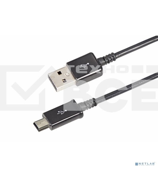 Кабель USB miniUSB длинный штекер 1 м черный