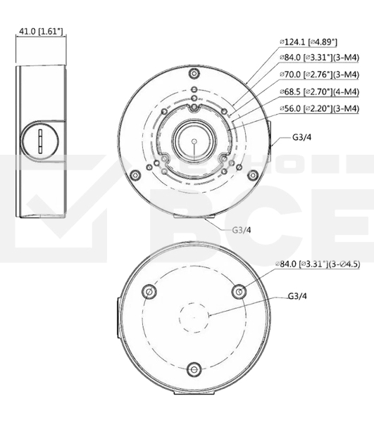 Монтажная коробка DAHUA DH-PFA130-E IP66, IK10 Совместима: для bullet, eyeball