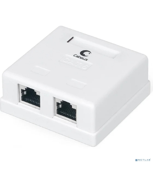 Розетка компьютерная RJ-45(8P8C) Cabeus WS-8P8C-Cat.6-SH-2 категория 6, экранированная, двойная, внешняя, Dual IDC