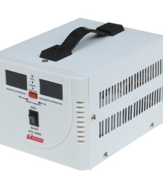 Стабилизатор напряжения Powerman AVS-D Voltage Regulator 1000VA, Digital Indication, 2x Schuko Outlets, 1m Power Cord, 230V, 1 year warranty, белый