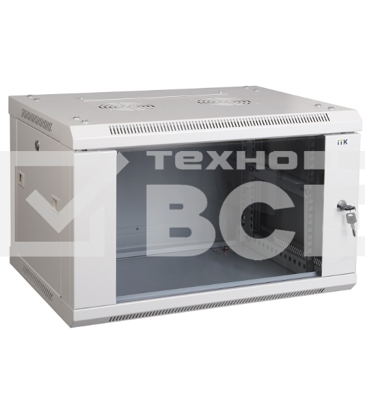 Шкаф ITK LINEA W 9U 600x600 мм дверь стекло, RAL7035