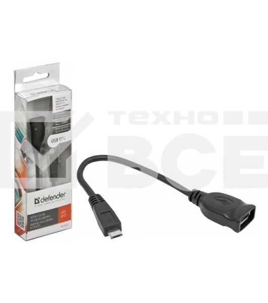 Кабель-переходник Defender microUSB (M) - USB (F) /для подкл. устр. USB Flash, HDD, мыши, и и т.д./ поддерж. режим OTG.