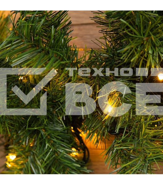 Еловый шлейф искуственный  2,7 м Теплое белое свечение 80 LED