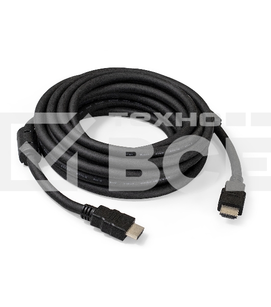 Кабель HDMI Exegate EX287725RUS EX-CC-HDMI2-5.0F (19M/19M, v2.0, 5м, 4K UHD, Ethernet, ферритовые кольца, позолоченные контакты)