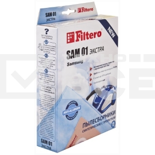 Пылесборники Filtero SAM 01 Экстра,  пятислойные,  4 шт., для пылесосов SAMSUNG, LG, HITACHI, KARCHER, VIGOR