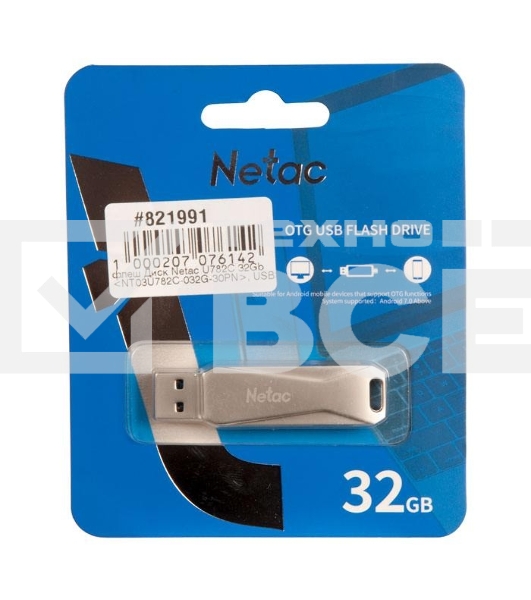Флеш диск USB Drive Netac U782C NT03U782C-032G-30PN dual USB3.0+TypeC 32GB, retail version