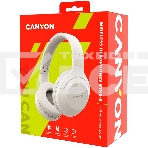 Гарнитура CANYON BTHS-3, Bluetooth headset,with microphone, BT V5.1 JL6956, battery 300mAh, Type-C charging plug, PU material, size:168*190*78mm, charging cable 30cm and audio cable 100cm, Beige, фото 1