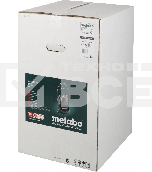 Пылесос строительный Metabo ASA 25 L PC 602014000 Пылесос {1250вт,розетка,ручн.очистка, бак 25л, вес 8.3 кг }