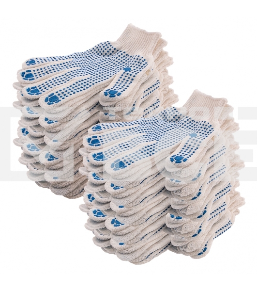 Перчатки трикотажные для ремонтных и строительных работ, с ПВХ точкой, 7 класс Россия