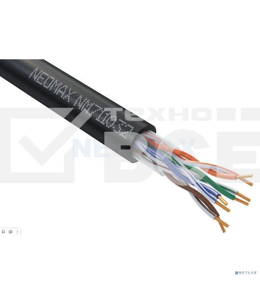 Кабель NEOMAX NM711032 U/UTP cat.5e 4x2x0.46, 25 AWG, Медь, внешний, PE, 305м, черный