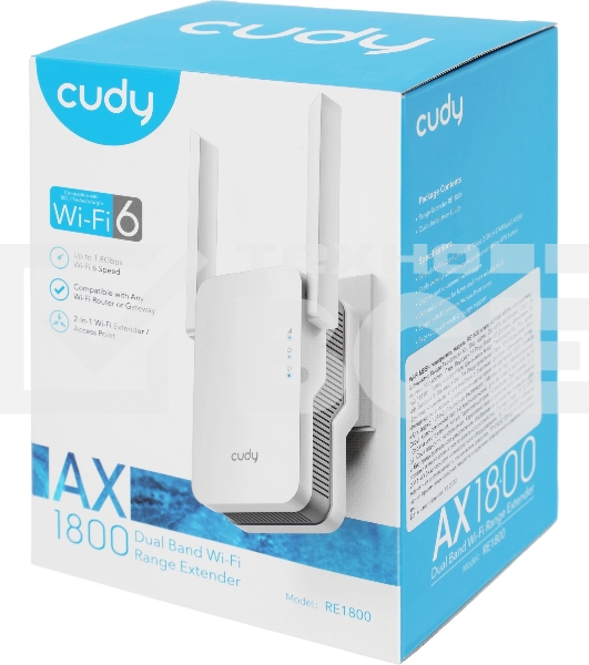 Повторитель беспроводного сигнала Cudy RE1800 AX1800 10/100/1000BASE-TX/Wi-Fi белый