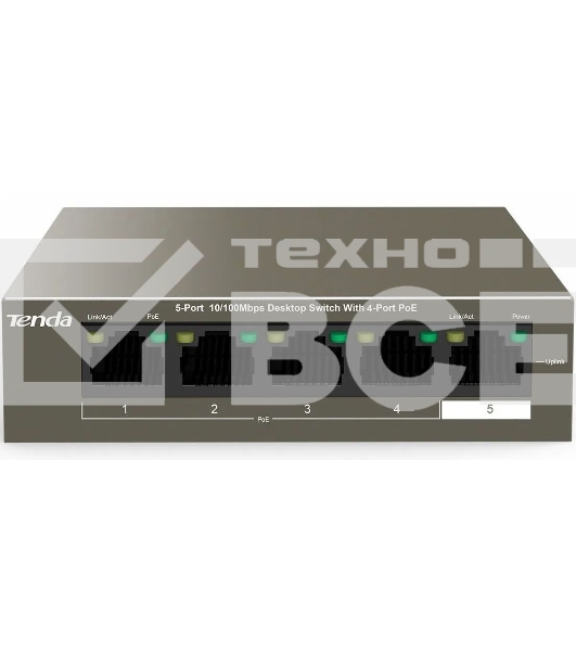 Коммутатор Tenda TEF1105P-4-38W 5PORT 10/100M
