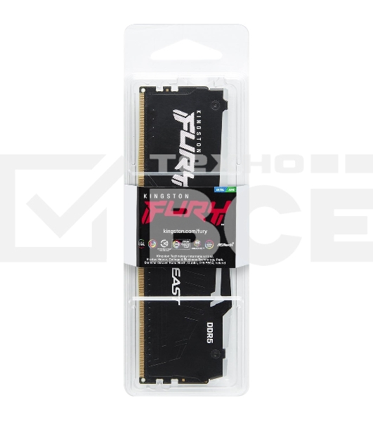 Оперативная память Kingston Fury Beast Expo, DDR5, 8GB (1x8GB), 5200MHz, CL36, DIMM, с радиатором, RGB, черный