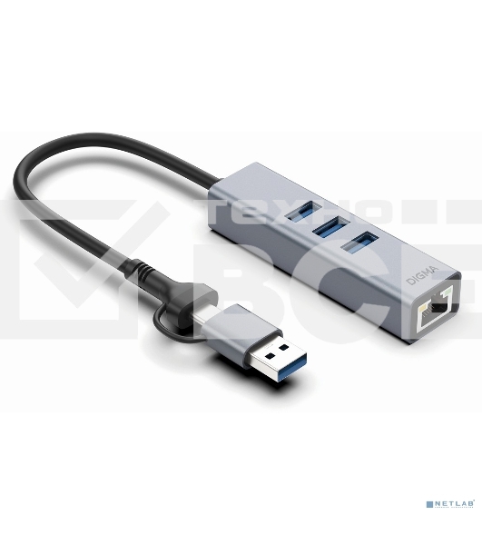 Сетевой адаптер Gigabit Ethernet Digma DLA-GEUCH3 USB 3.0