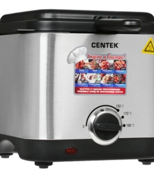 Фритюрница Centek CT-1430 серебристый, 900 Вт, 1.5 л, 0.5 кг, антипригарное покрытие
