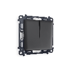 Комплект механизма 2-клавишного перекрестного выключателя 10A-250V ALFA Графит мягкое касание QUANT (AP9030, VM125) MA903030, фото 1