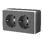 Розетка двойная с заземлением Werkel Gallant (графит рифленый) W5072104, фото 1