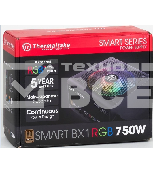 Блок питания Thermaltake Smart PS-SPR-0750NHSABE-1, 750Вт, 80 PLUS Bronze, 120мм, черный