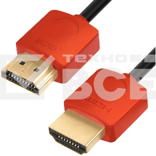 Кабель Greenconnect SLIM 3.0m HDMI 2.0, красные коннекторы Slim, OD3.8мм, HDR 4:2:2, Ultra HD, 4K 60 fps 60Hz, 3D, AUDIO, 18.0 Гбит/с, 32/32 AWG, GCR-51601 Кабель Greenconnect SLIM 3.0m HDMI 2.0, красные коннекторы Slim, OD3.8мм, HDR 4:2:2, Ultra HD, 4K 6