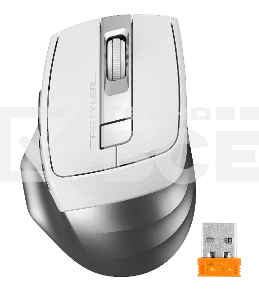 Мышь беспроводная A4Tech Fstyler FG35 серебристый/белый, 2000 dpi, радиоканал, USB, кнопки - 6