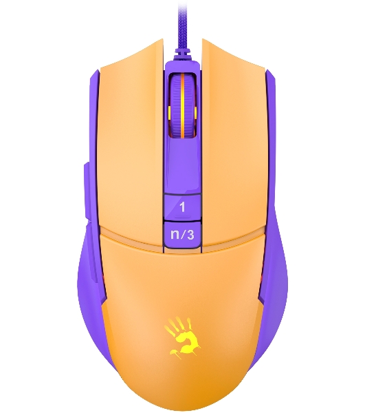 Мышь проводная A4Tech Bloody L65 Max желтый/фиолетовый, 12000 dpi, USB, кнопки - 7