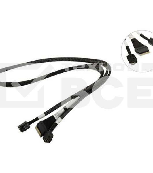 Кабель Broadcom 05-60003-00 Slimline SASx8 (SFF8654) -to- 2 SAS HD x4 (SFF8643)+ SFF9402, 1M