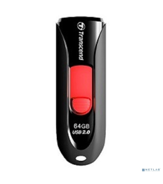 Флешка USB Transcend JetFlash 590 (TS64GJF590K), 64Gb, USB 2.0, R/W 25/15, черный/красный