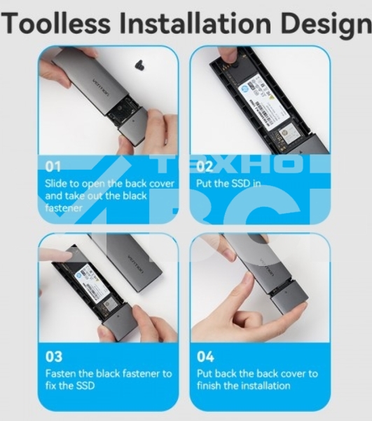 Корпус для SSD Vention USB 3.1 Gen 2-C M.2 NVMe Серый