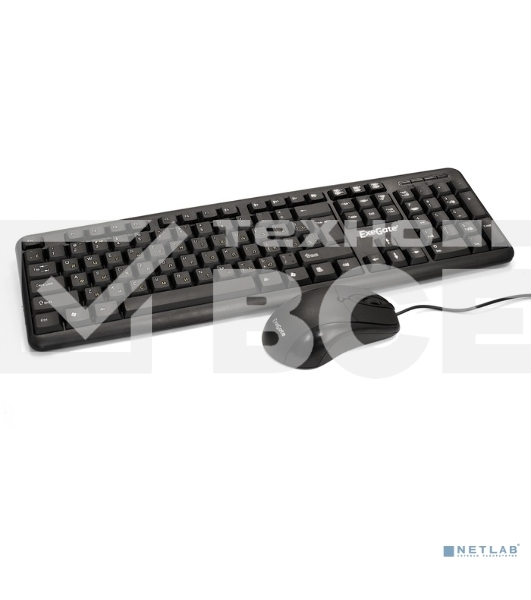 Комплект ExeGate EX287139RUS Professional Standard Combo MK120-OEM (клавиатура влагозащищенная 104кл. + мышь оптическая 1000dpi, 3 кнопки и колесо прокрутки; USB, длина кабелей 1.3м, черный, ОЕМ)