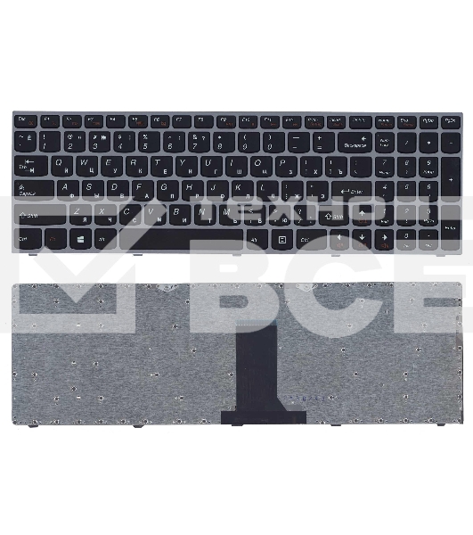Клавиатура для ноутбука Lenovo IdeaPad B5400 M5400 черная с серебристой рамкой