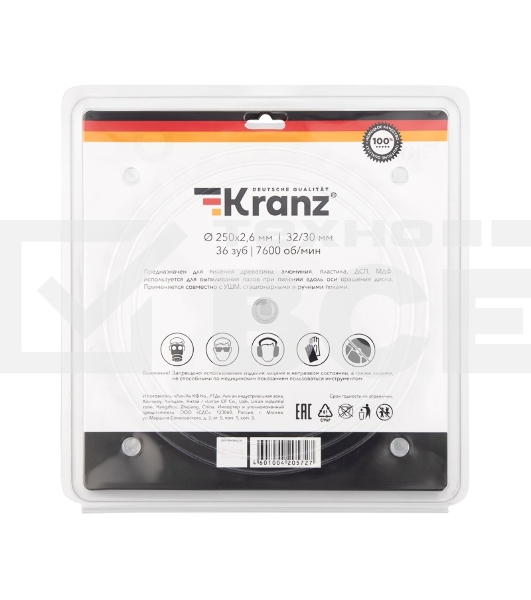 Диск пильный 250 мм х 36 зуб х 32/30 мм Kranz